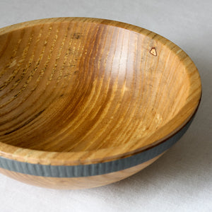 Small Olive Ash Bowl with Textured Colored Band