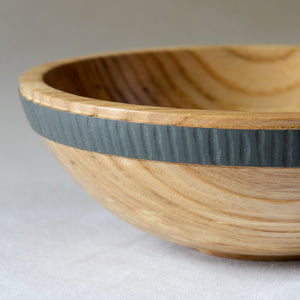 Small Olive Ash Bowl with Textured Colored Band