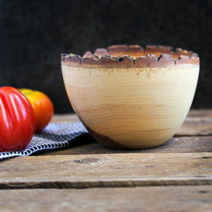 Natural Edged Ash Bowl, with Spalting and Other Figuring