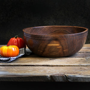 Black Walnut Dough Bowl with Grooved Rim