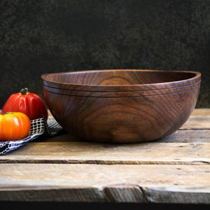 Black Walnut Dough Bowl with Grooved Rim