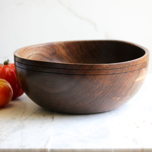 Black Walnut Dough Bowl with Grooved Rim