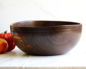 Black Walnut Dough Bowl with Grooved Rim