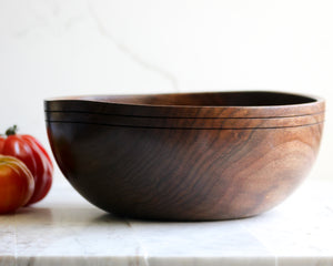 Black Walnut Dough Bowl with Grooved Rim