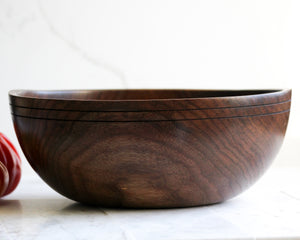 Black Walnut Dough Bowl with Grooved Rim