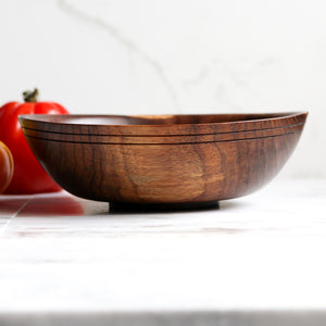 Small Walnut Bowl, Handturned, Grooved Rim