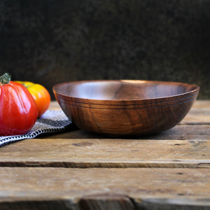 Small Walnut Bowl, Handturned, Grooved Rim