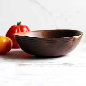 Small Walnut Bowl, Handturned, Grooved Rim