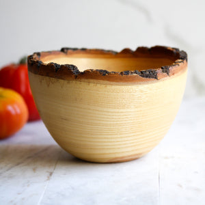 Natural Edged Ash Bowl, with Spalting and Other Figuring