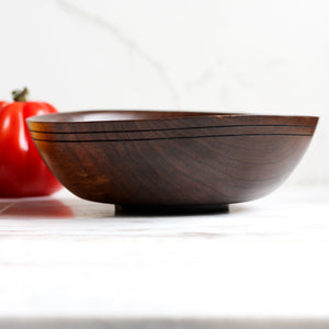 Small Walnut Bowl, Handturned, Grooved Rim