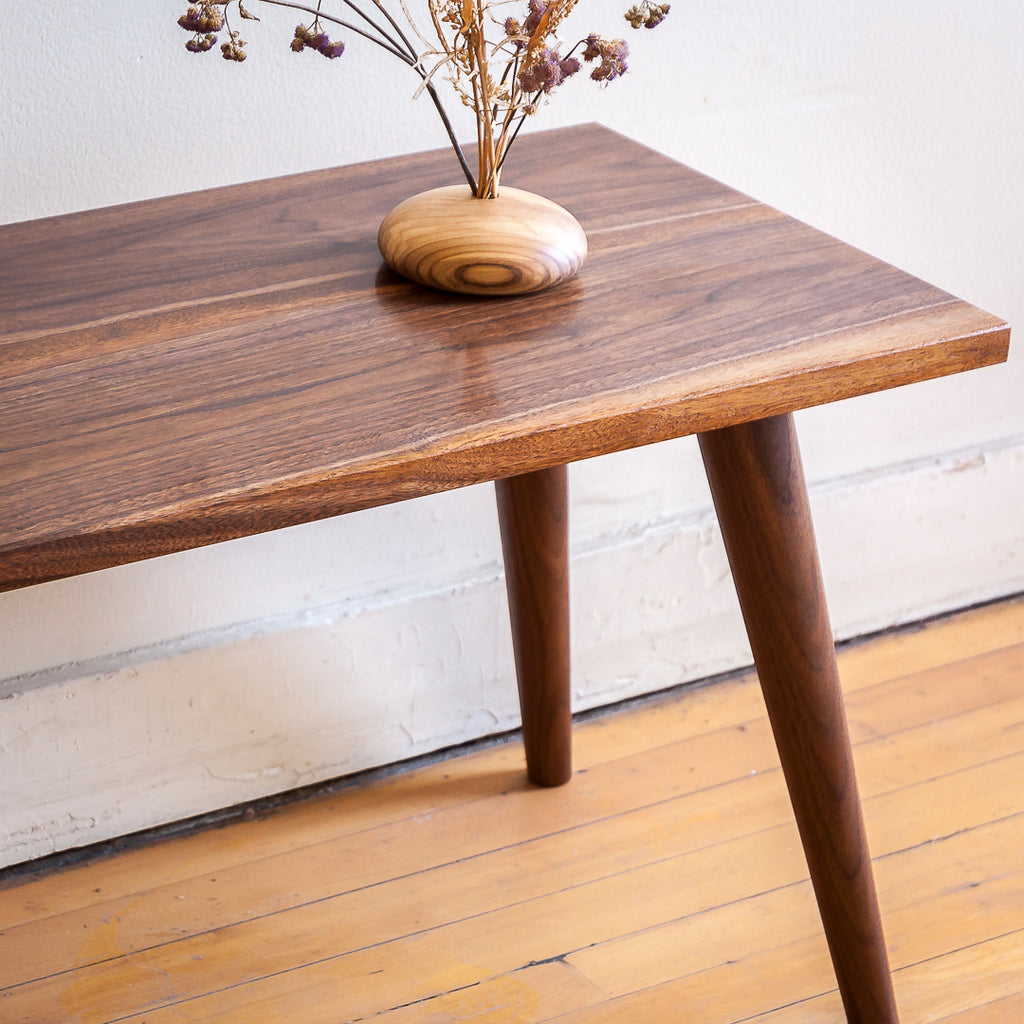 Modern Walnut Coffee Table with Hand-Turned Legs