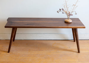 Modern Walnut Coffee Table with Hand-Turned Legs